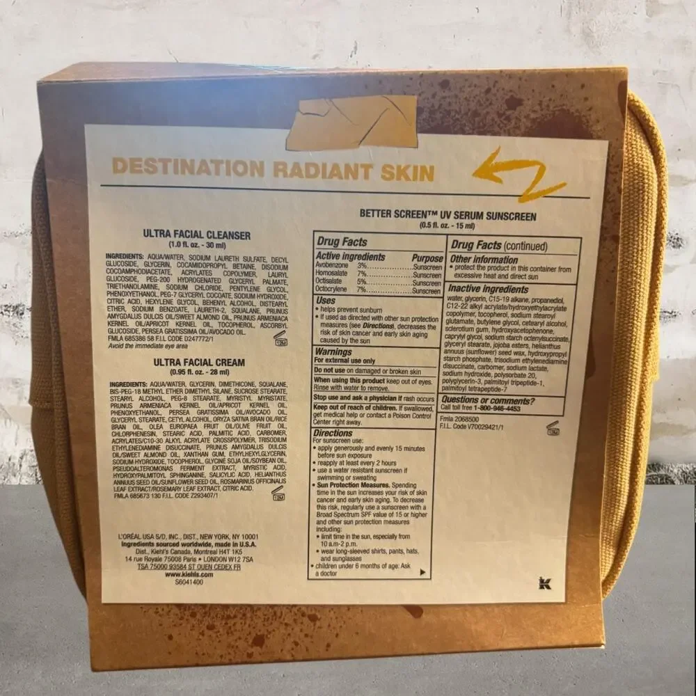 Kiehl's Destination Radiant Skincare Gift Set 3pc Set NEW